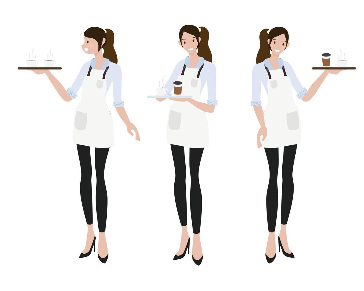 flat style female barista or coffee waiter   collection vector