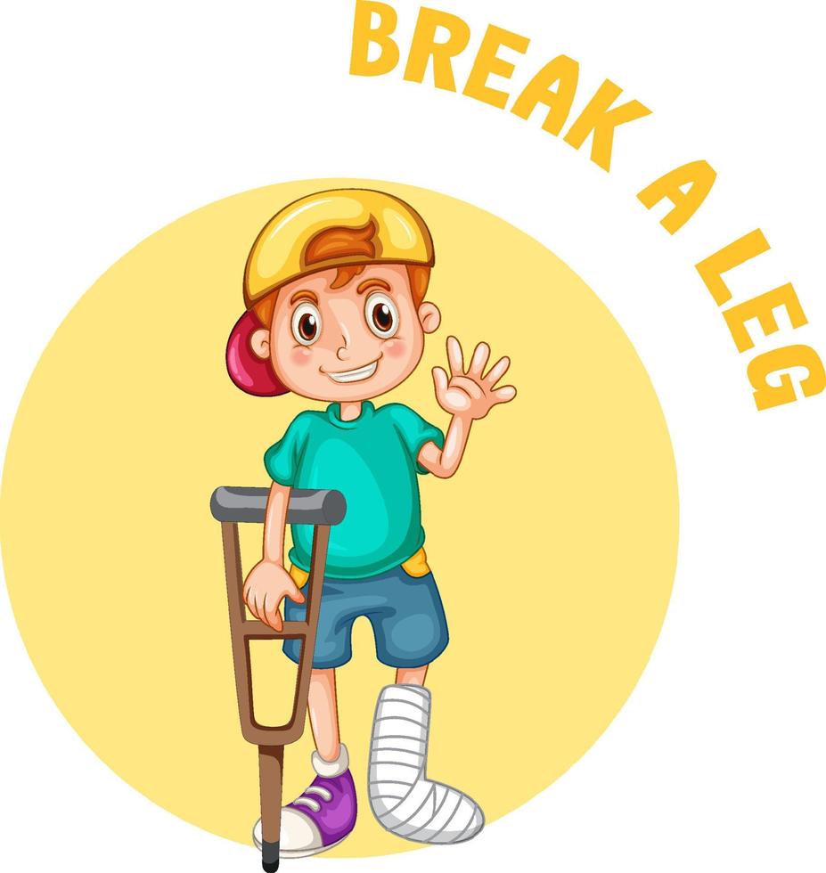 English idiom with picture description for break a leg vector