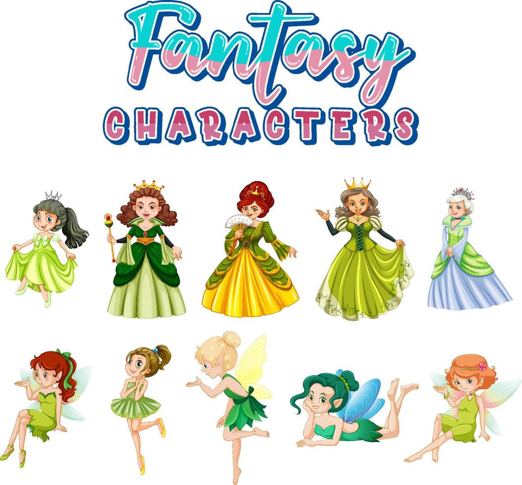 Fantasy cartoon characters set vector