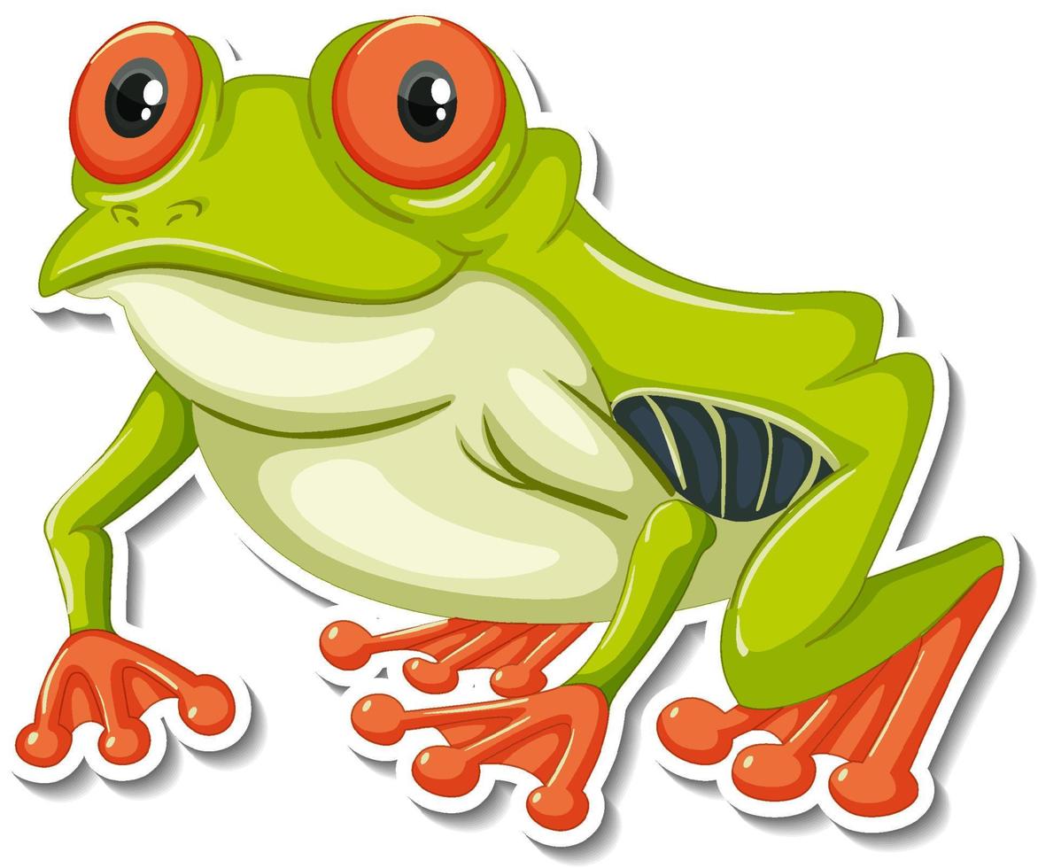 etiqueta engomada de la historieta del animal de la rana verde vector