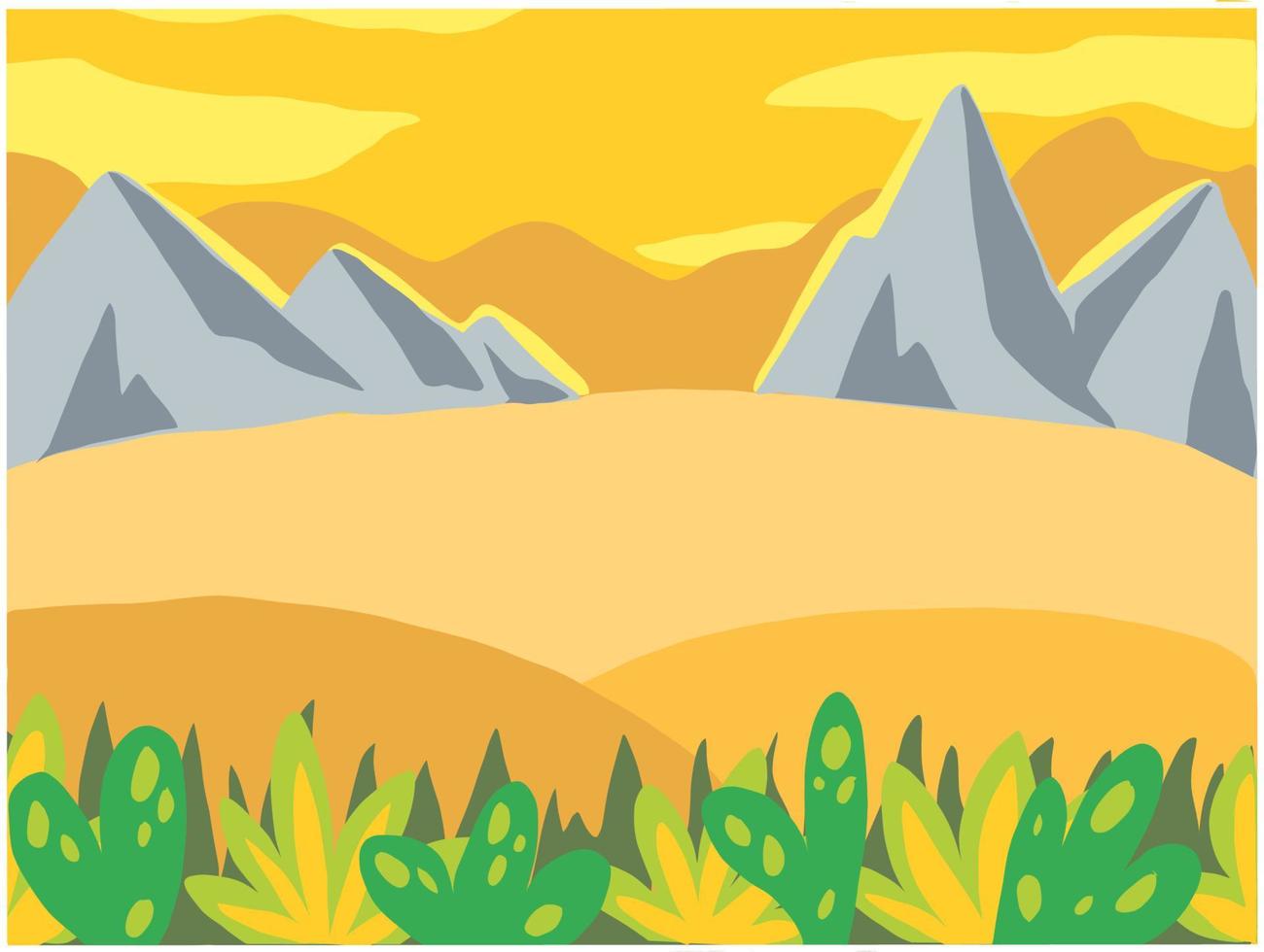 fondo de la escena de la naturaleza. dibujos animados de tema infantil. montañas, cielo, nubes. para niños. paisaje de dibujos animados vector