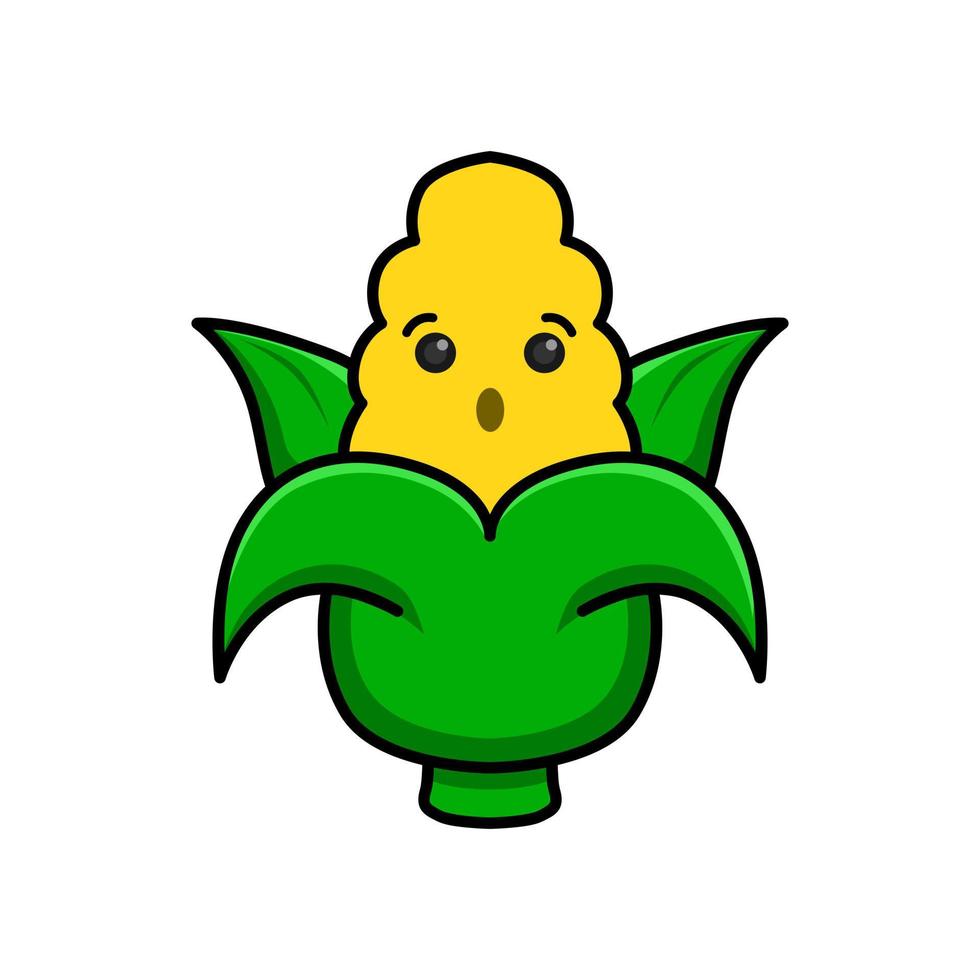 corn illustration design with surprised face. vector