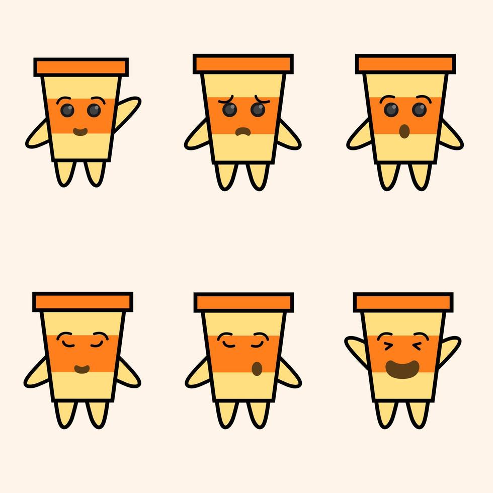 orange cute drink glass cartoon illustration design for sticker. vector