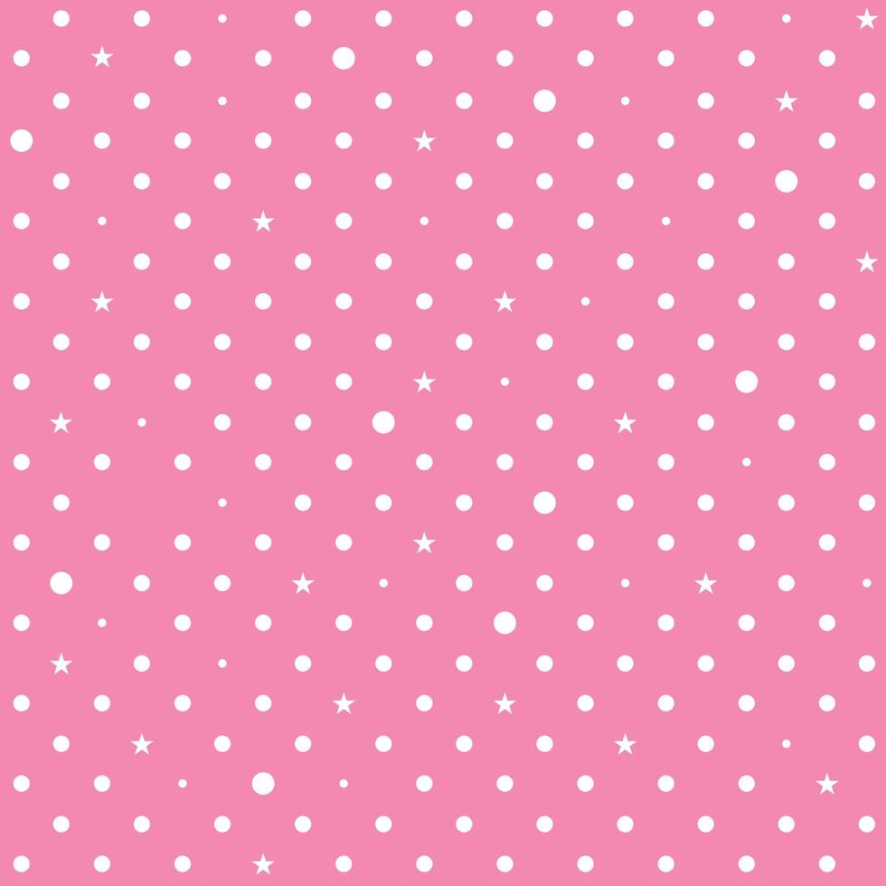 Pink White Star Polka Dots Background vector