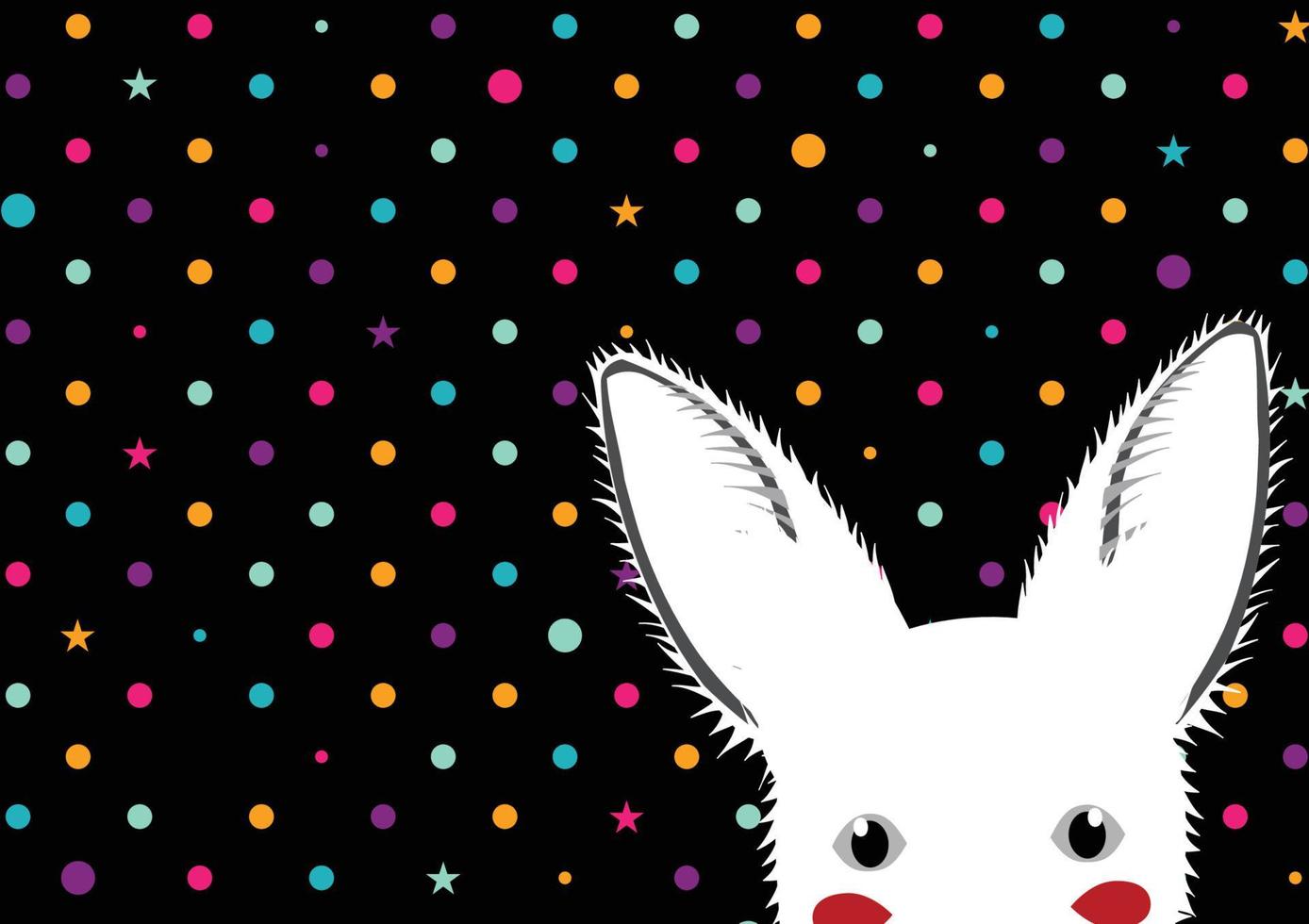 Fondo de estrella de puntos coloridos de conejo blanco vector