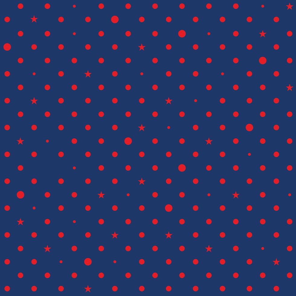 Navy Blue Red Star Polka Dots Background vector