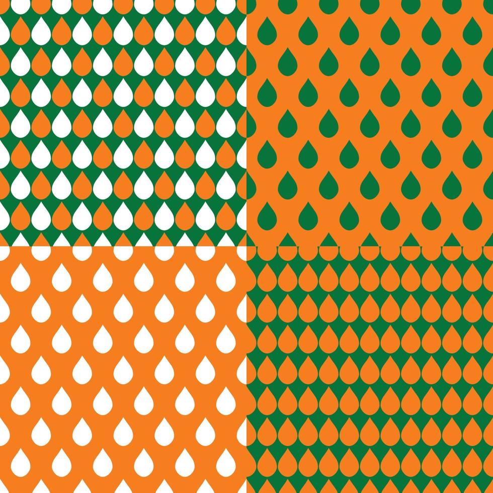 Establecer fondo de gotas de agua verde naranja vector