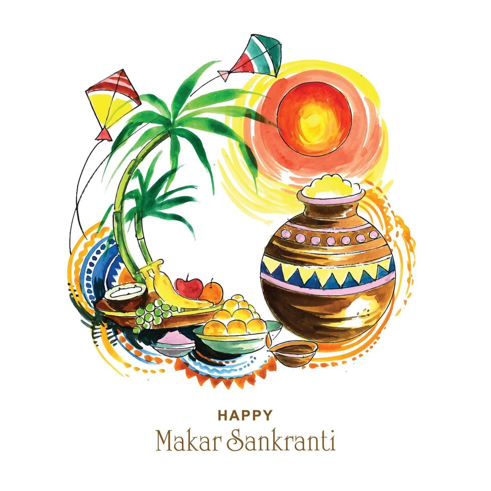 Happy makar sankranti holiday india festival background vector