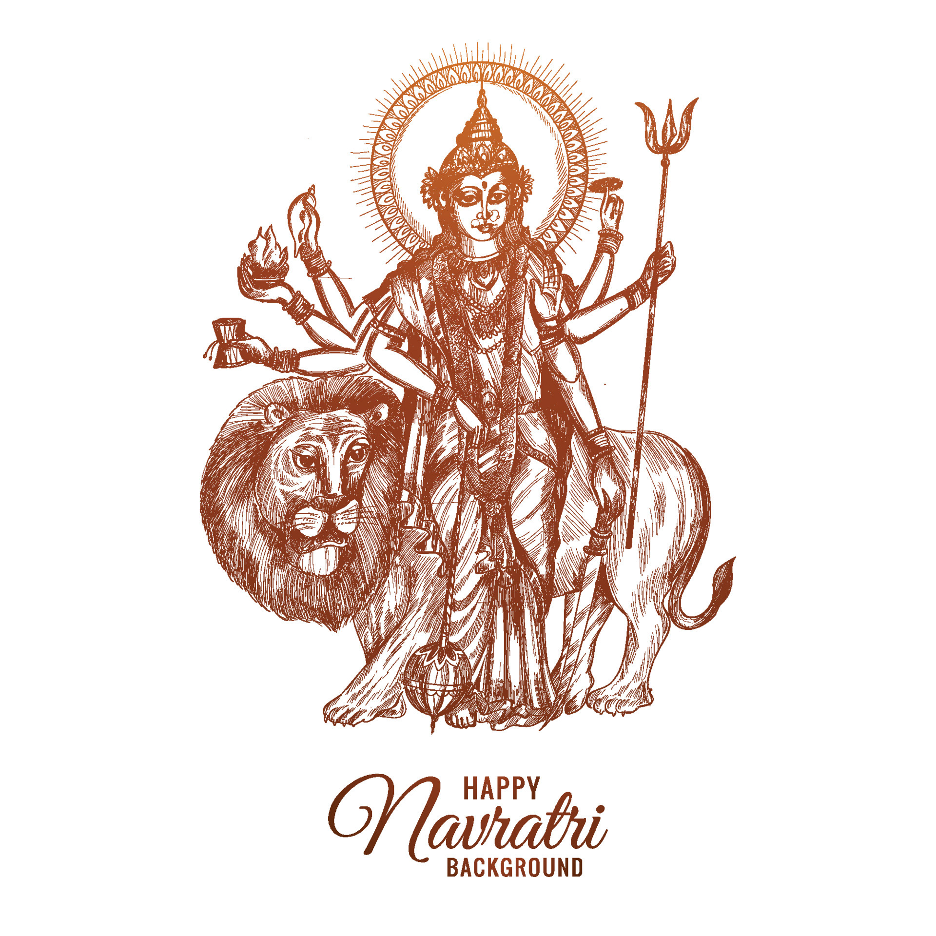 Beautiful happy navratri hand draw maa durga sketch design 4938600