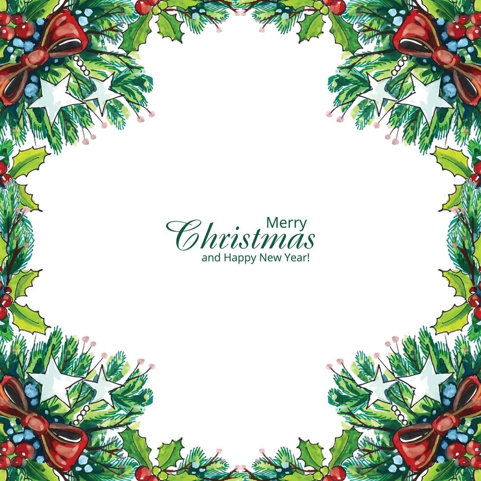 Decorative christmas wreath holiday card background vector