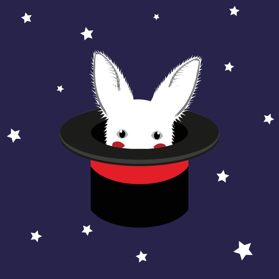 conejo blanco con sombrero de mago vector