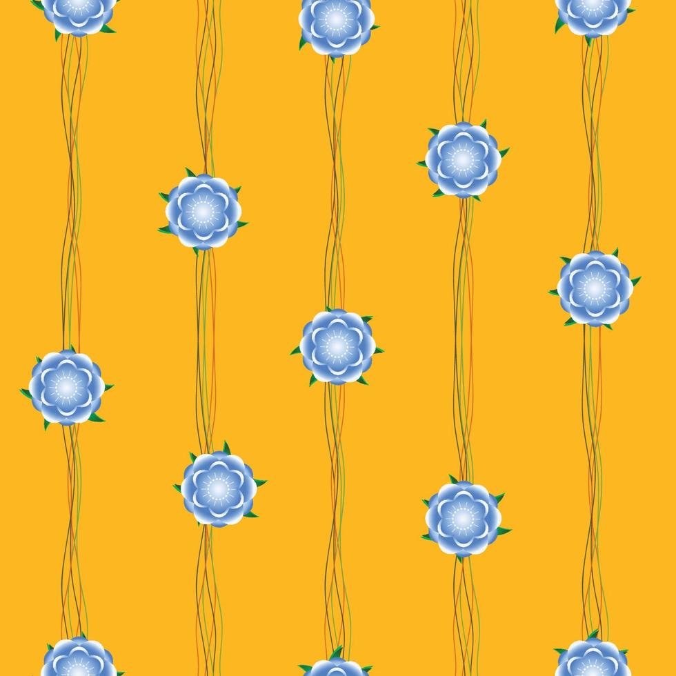 flor azul vid fondo amarillo vector