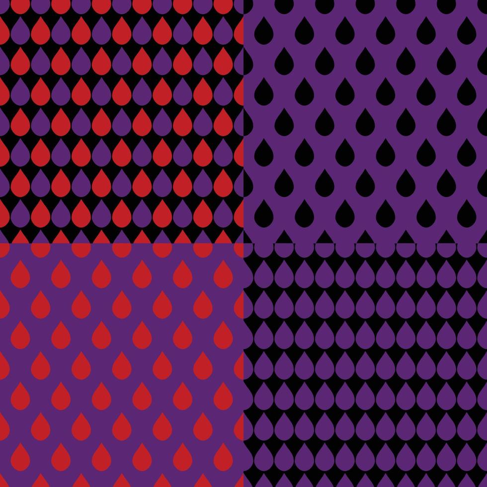 Establecer fondo de gotas de agua púrpura roja vector