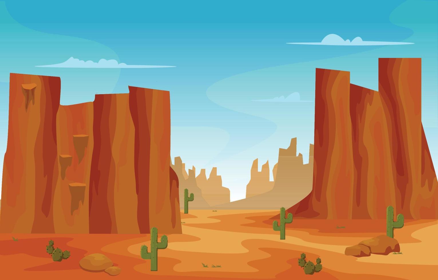 rock acantilado montaña desierto país cactus viajes vector diseño plano ilustración