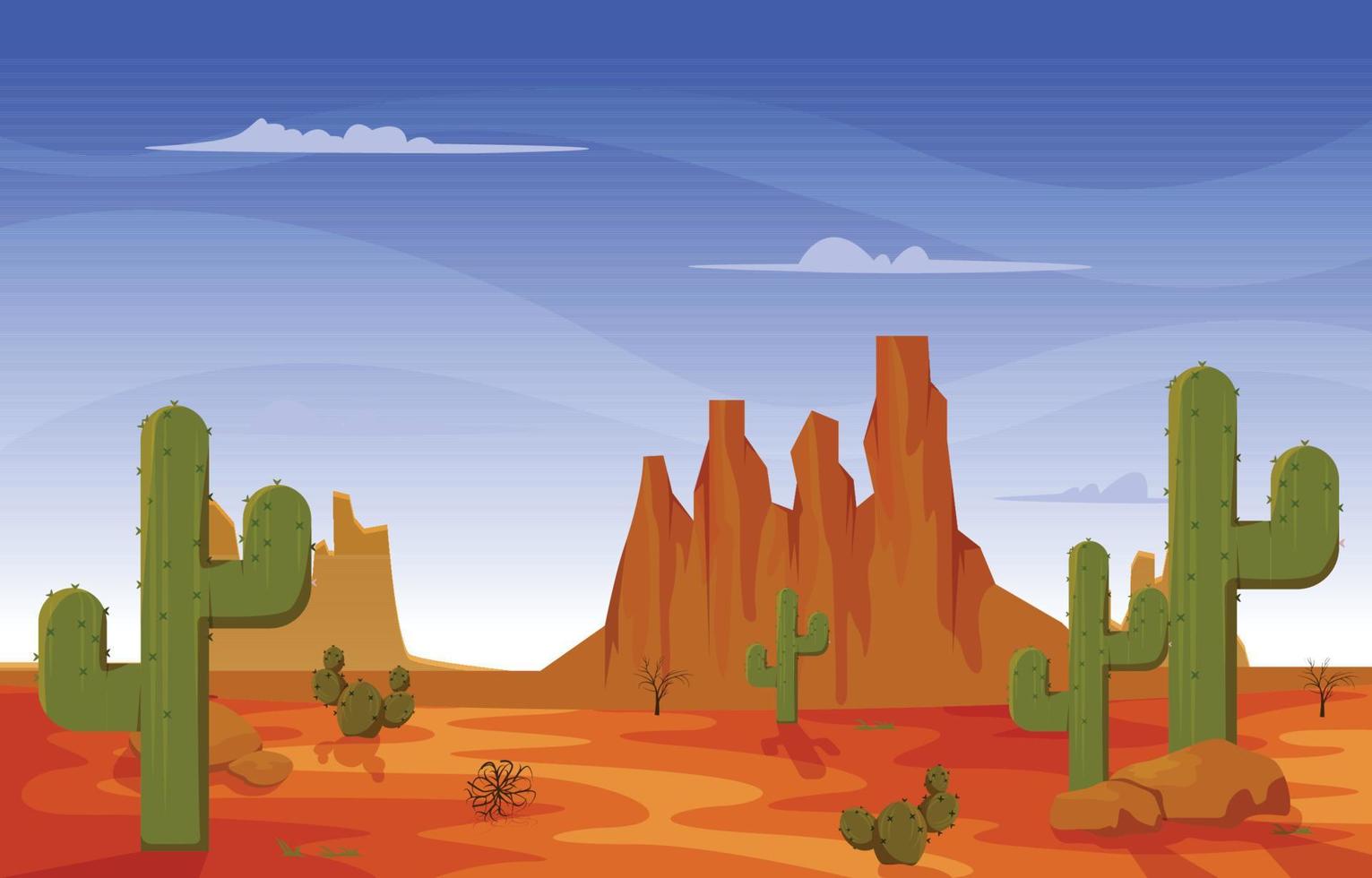 Texas California Mexico Desert Country Cactus Travel Vector Flat Design Illustration