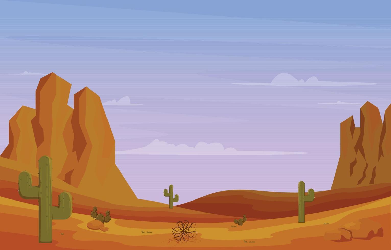 Rock Cliff Mountain Desert Country Cactus Travel Vector Flat Design Illustration