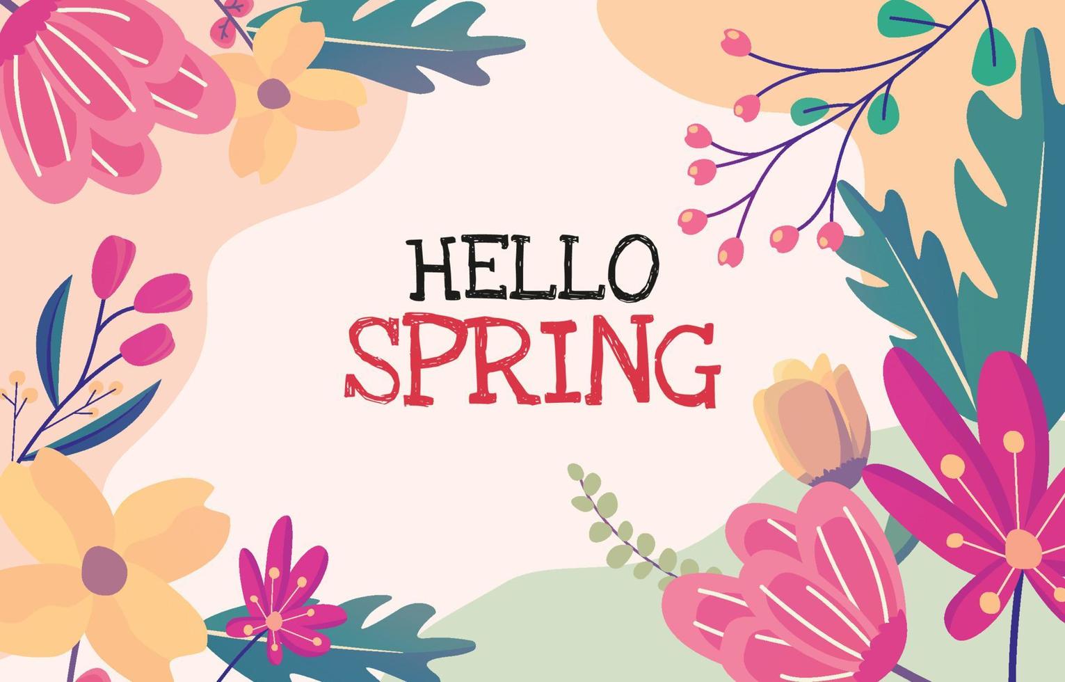Rectangle Spring Flower Floral Plant Frame Card Vector Decoration