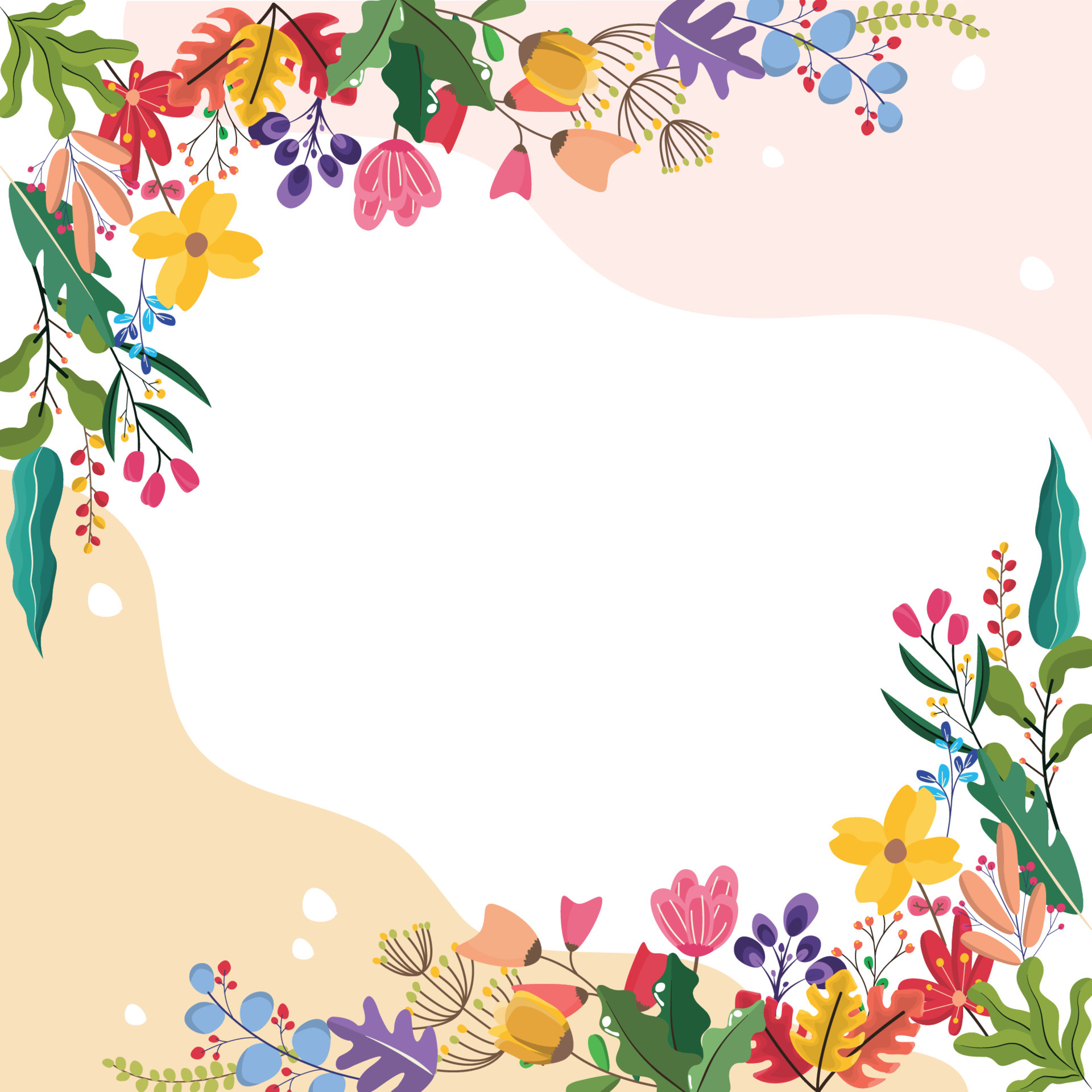 Square Corner Spring Flower Floral Plant Frame Card Vector Decoration  4938789 Vector Art at Vecteezy