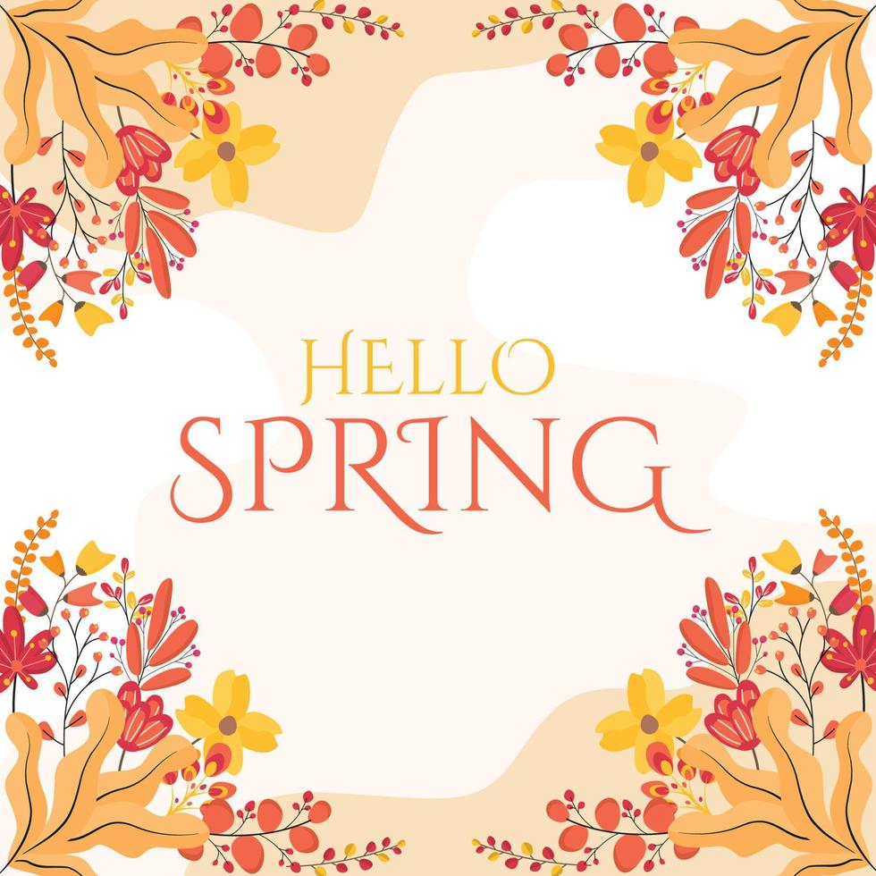 esquina cuadrada primavera flor floral planta marco tarjeta vector decoracion