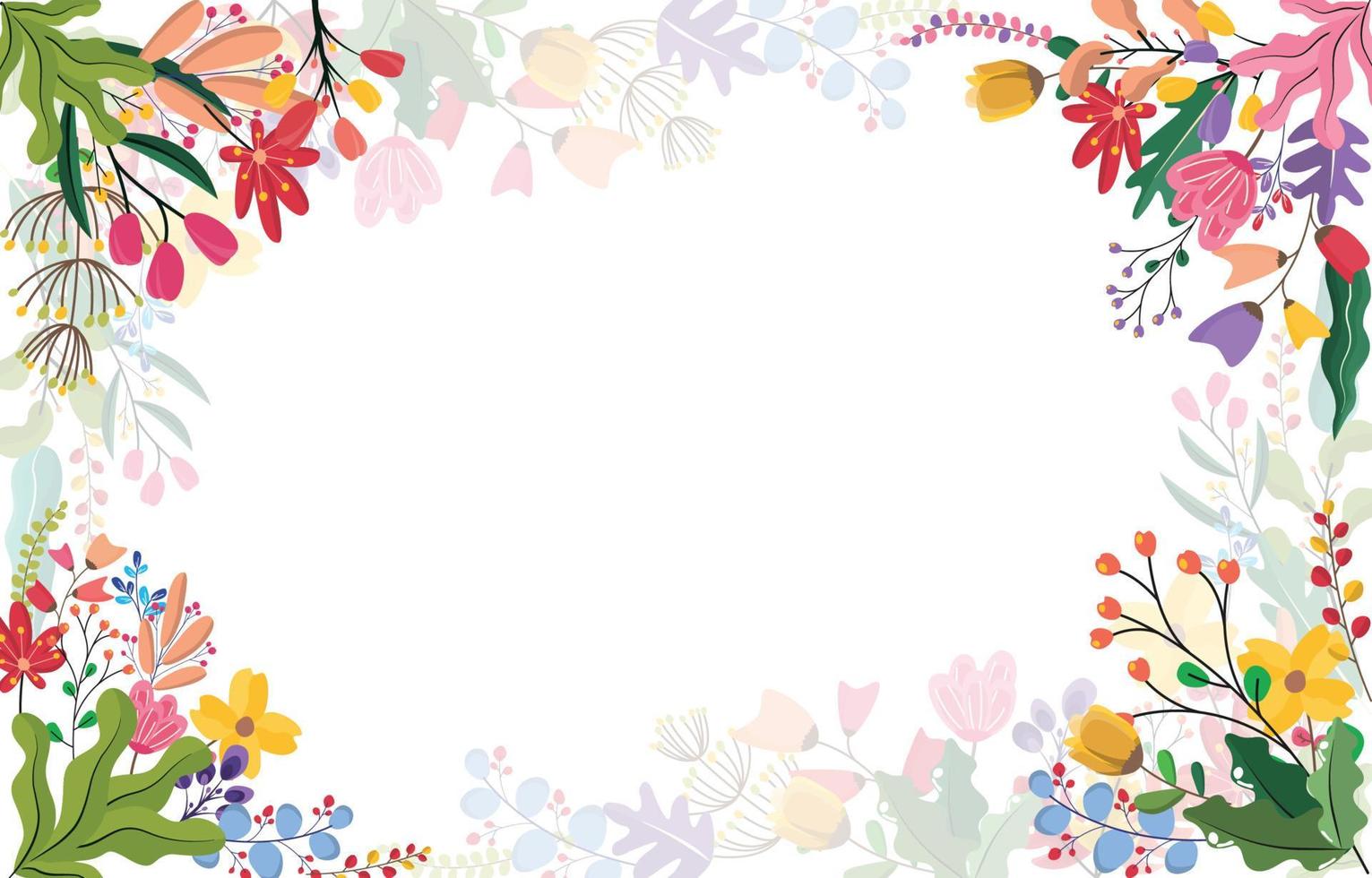 Rectangle Corner Spring Flower Floral Plant Frame Card Vector Decoration