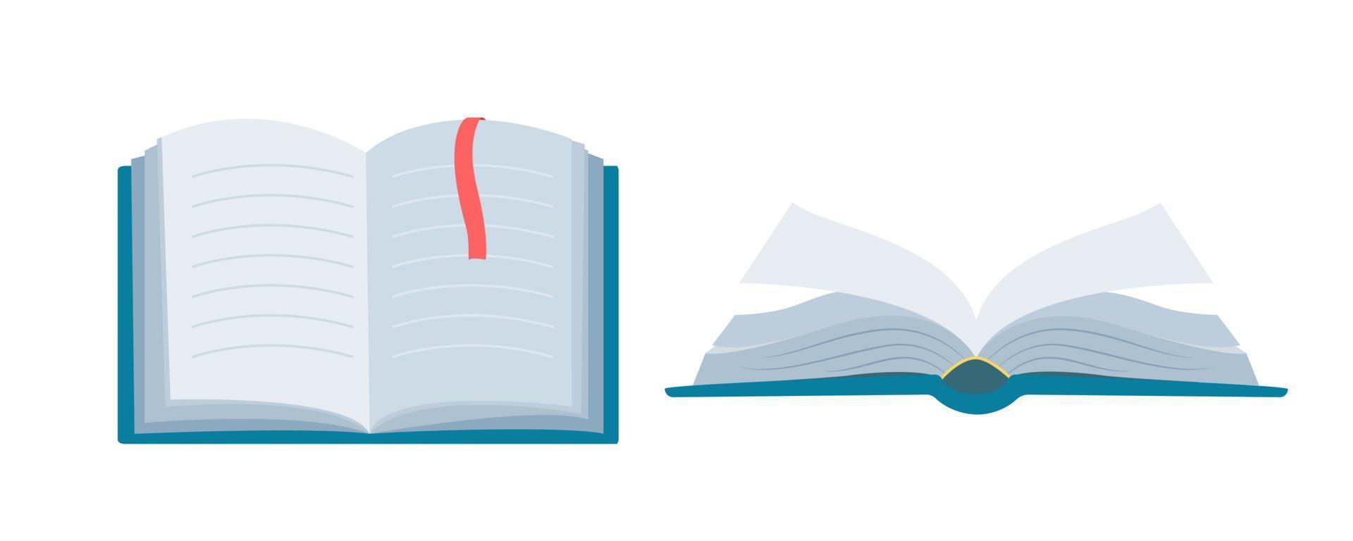 Book set. Front and side views. Vector illustration in flat style