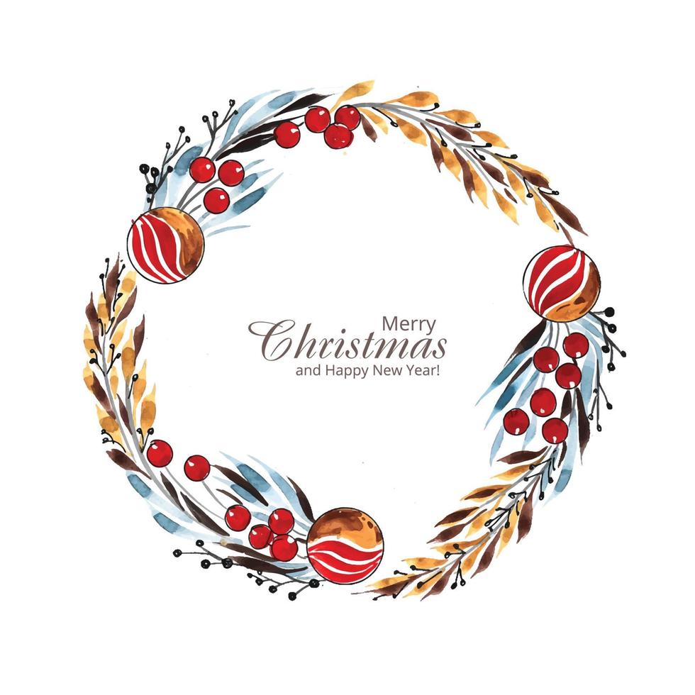 Beautiful decorative christmas wreath card design vector