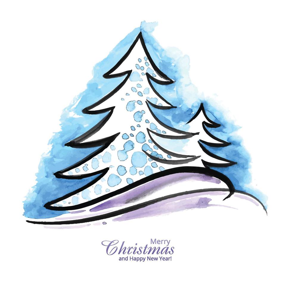 Artistic christmas line tree card design vector