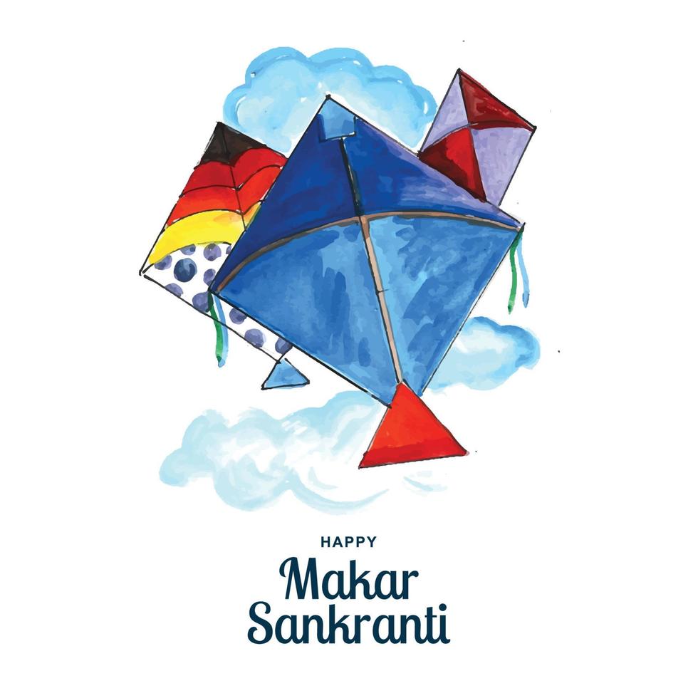 Makar sankranti celebration with colorful kites design vector