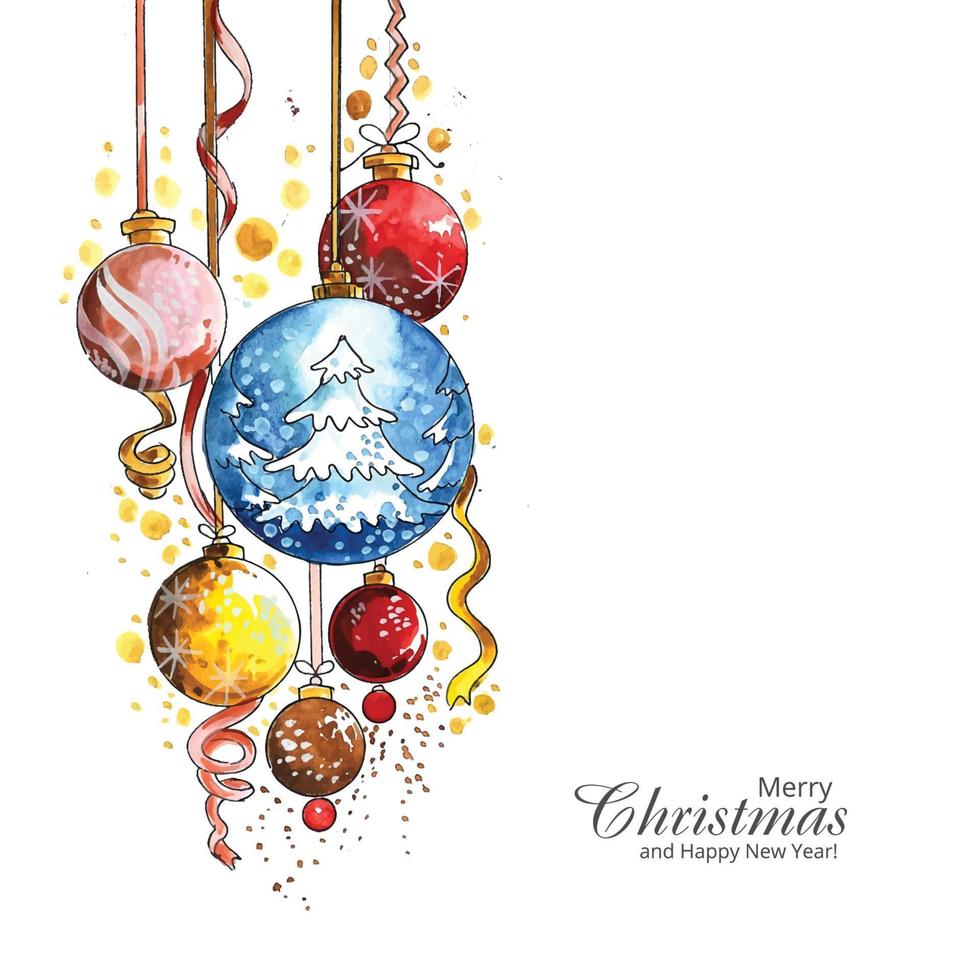 Beautiful celebration christmas colorful balls card background vector