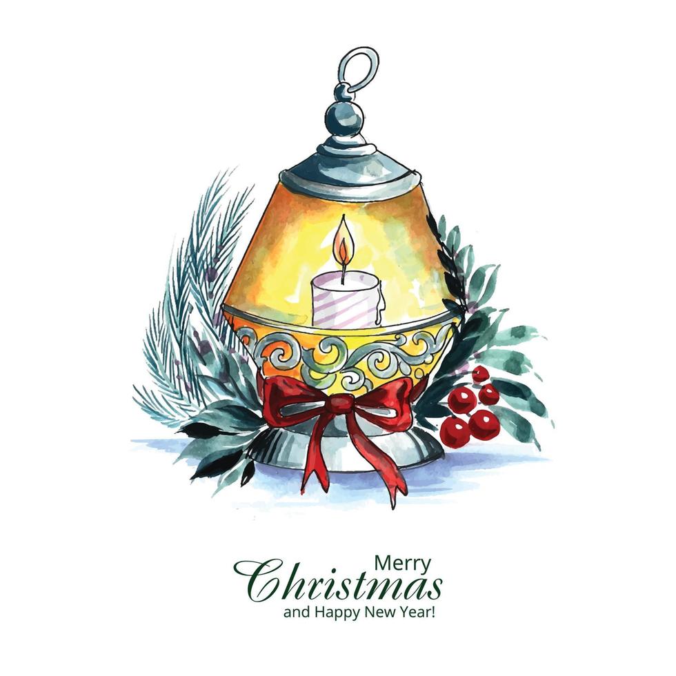 Beautiful artistic decorative christmas lantern card background vector