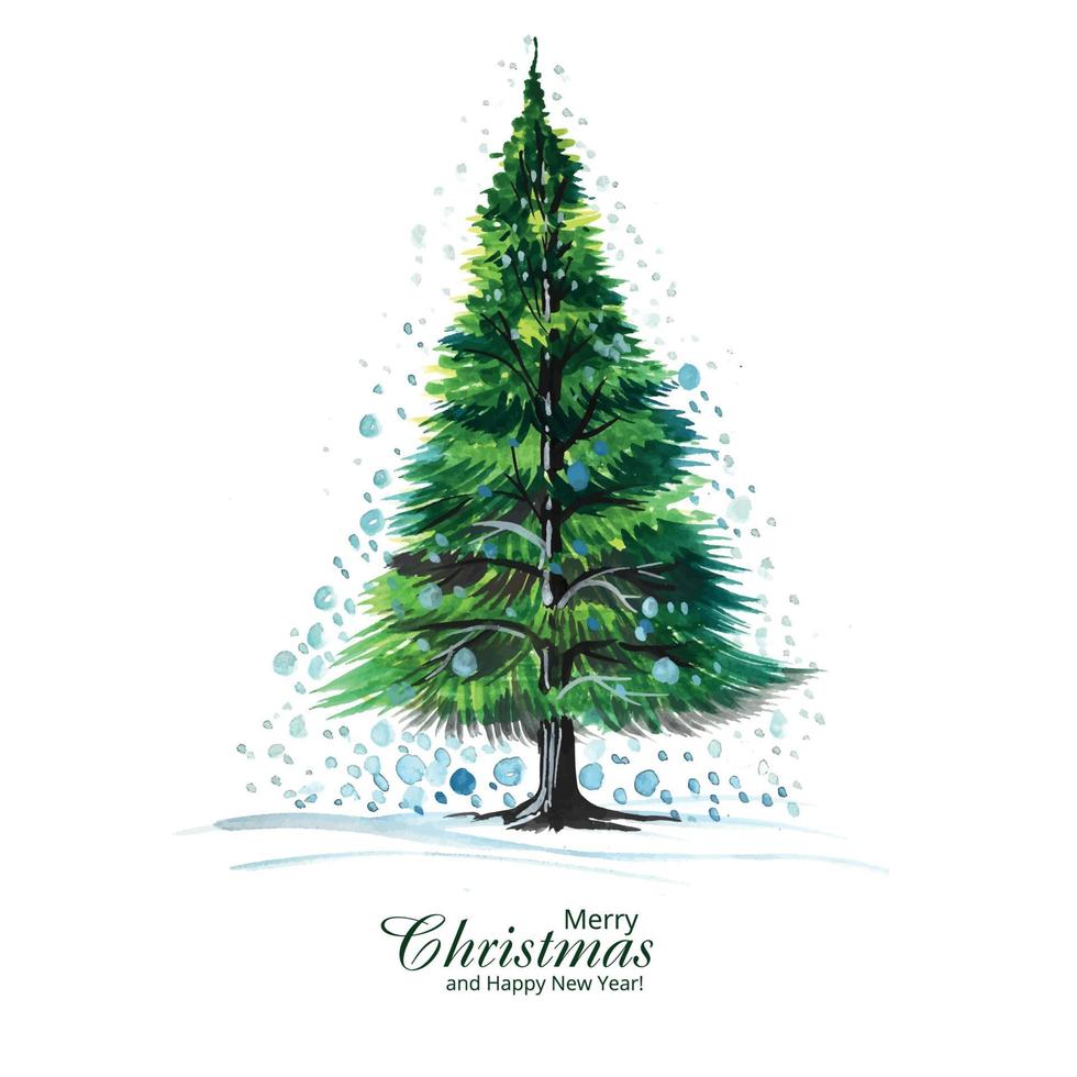 Artistic christmas line tree card design vector