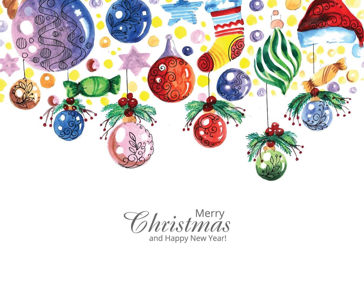Decorative christmas colorful balls holiday background vector