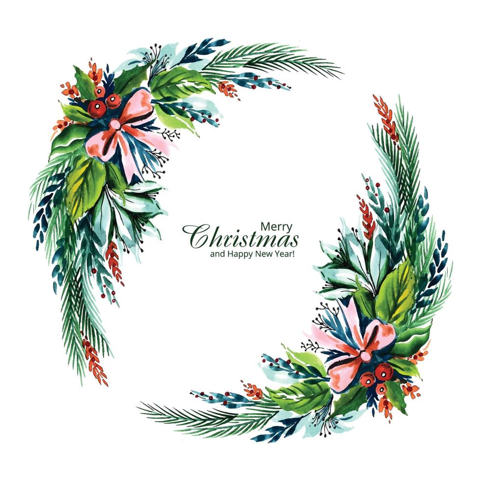 Decorative christmas wreath holiday card background vector