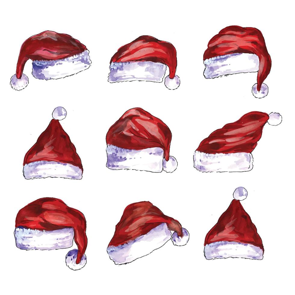 Beautiful santa christmas hat set design vector