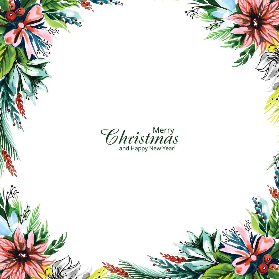 Decorative christmas wreath holiday card background vector