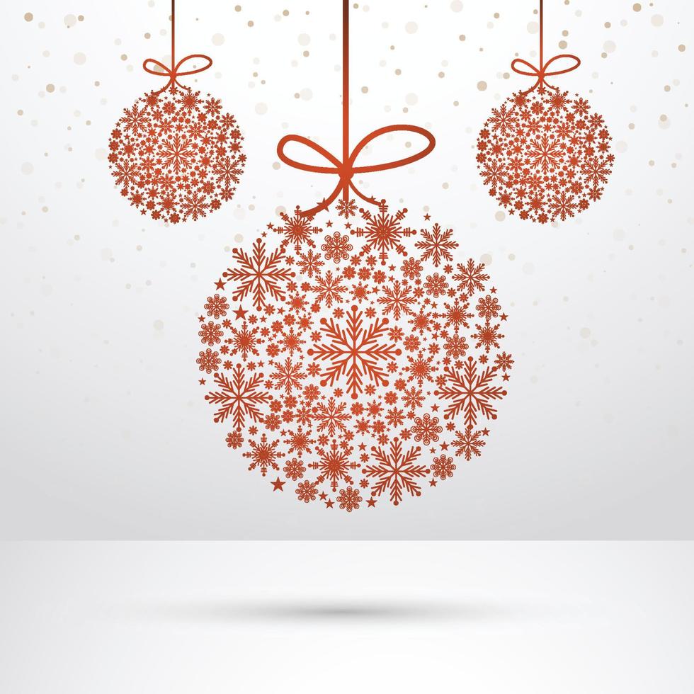 Abstract hanging snowflakes christmas ball background vector