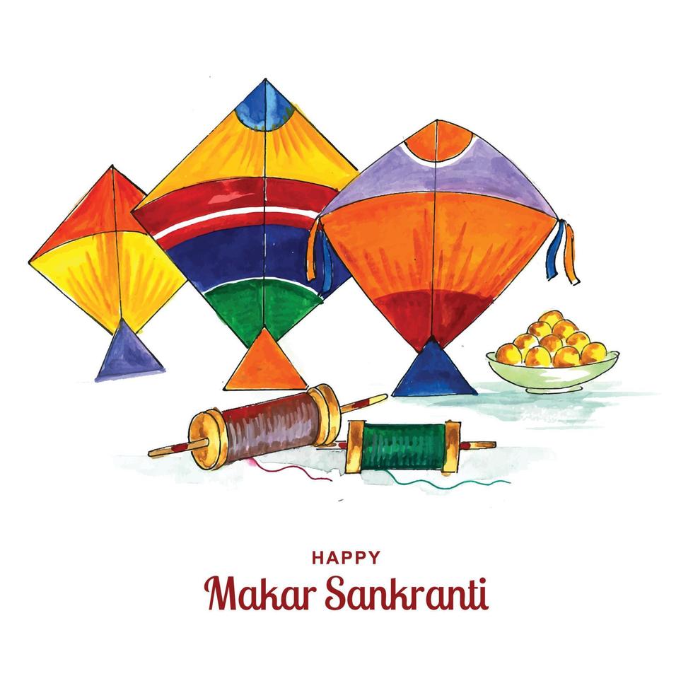 Celebrate Makar Sankranti greeting card background vector