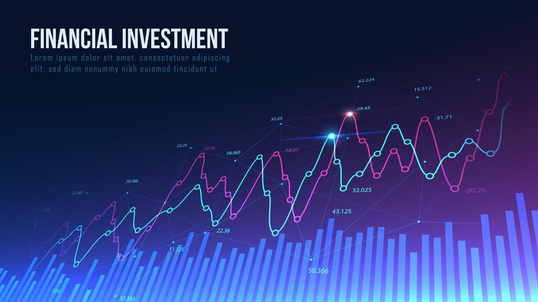 mercado de valores o gráfico de comercio de divisas en concepto gráfico vector