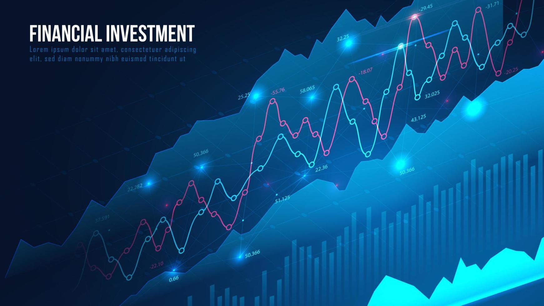 mercado de valores o gráfico de comercio de divisas en concepto gráfico vector