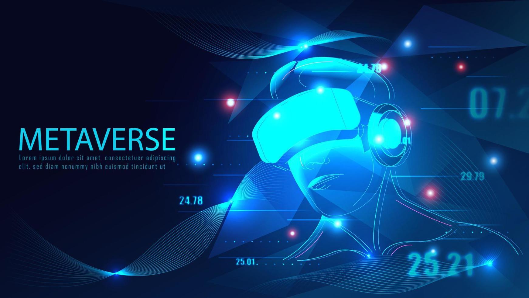 VR Metaverse technology in futuristic concept background vector