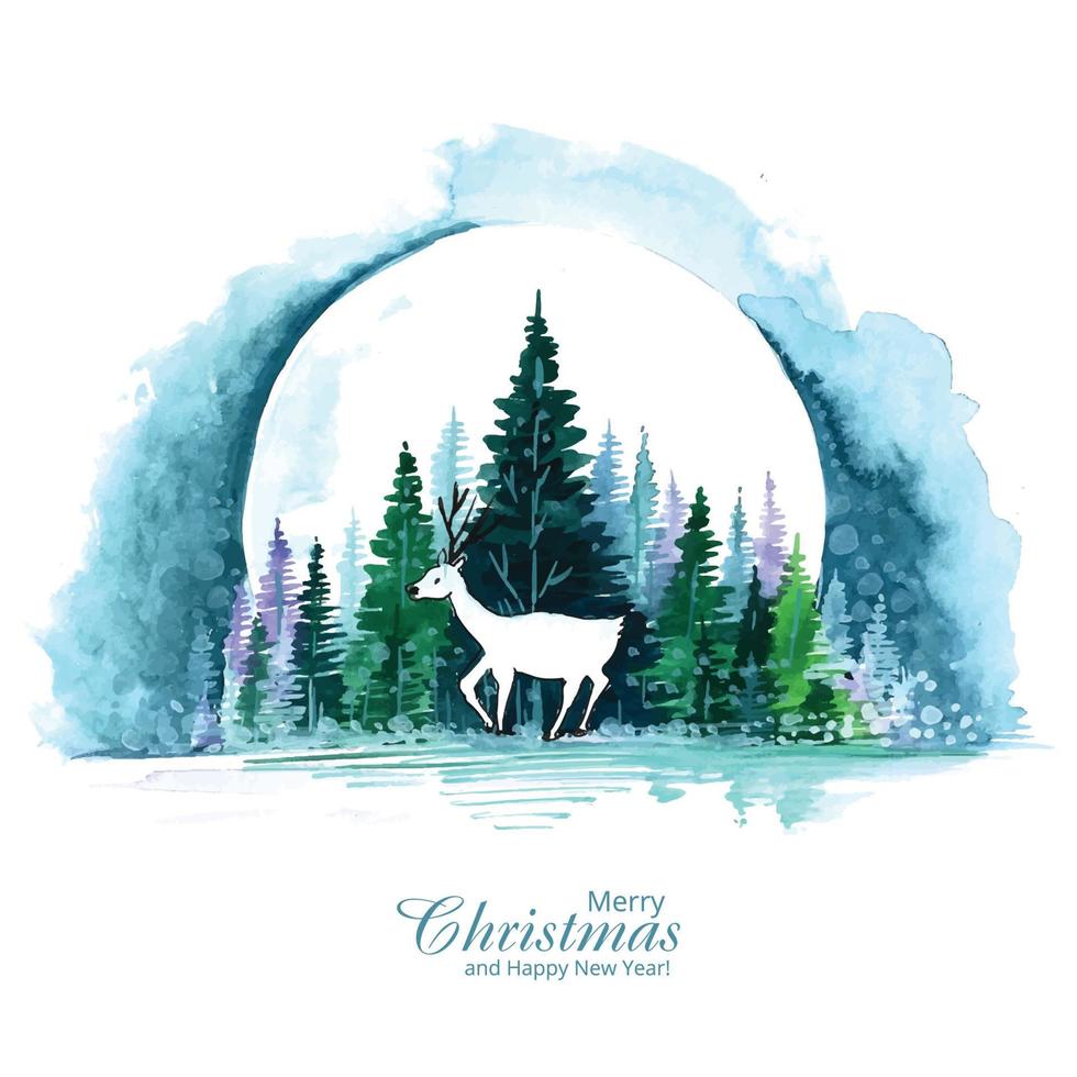 Decorative christmas line tree card holiday background vector