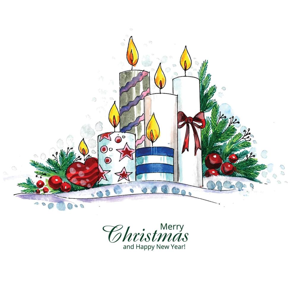 Beautiful celebration christmas candles and holly background vector