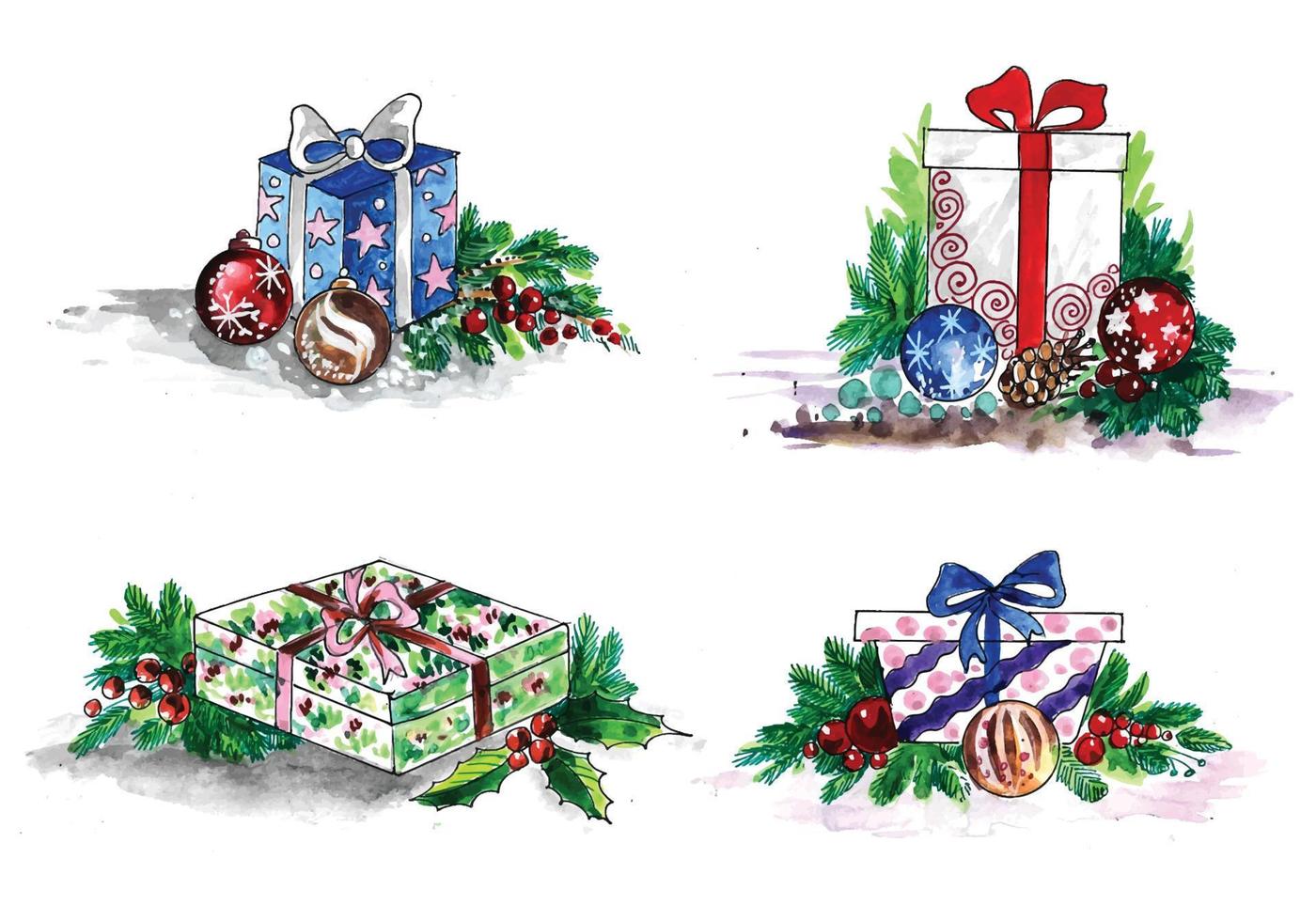 Beautiful artistic christmas decorative gift box set design vector