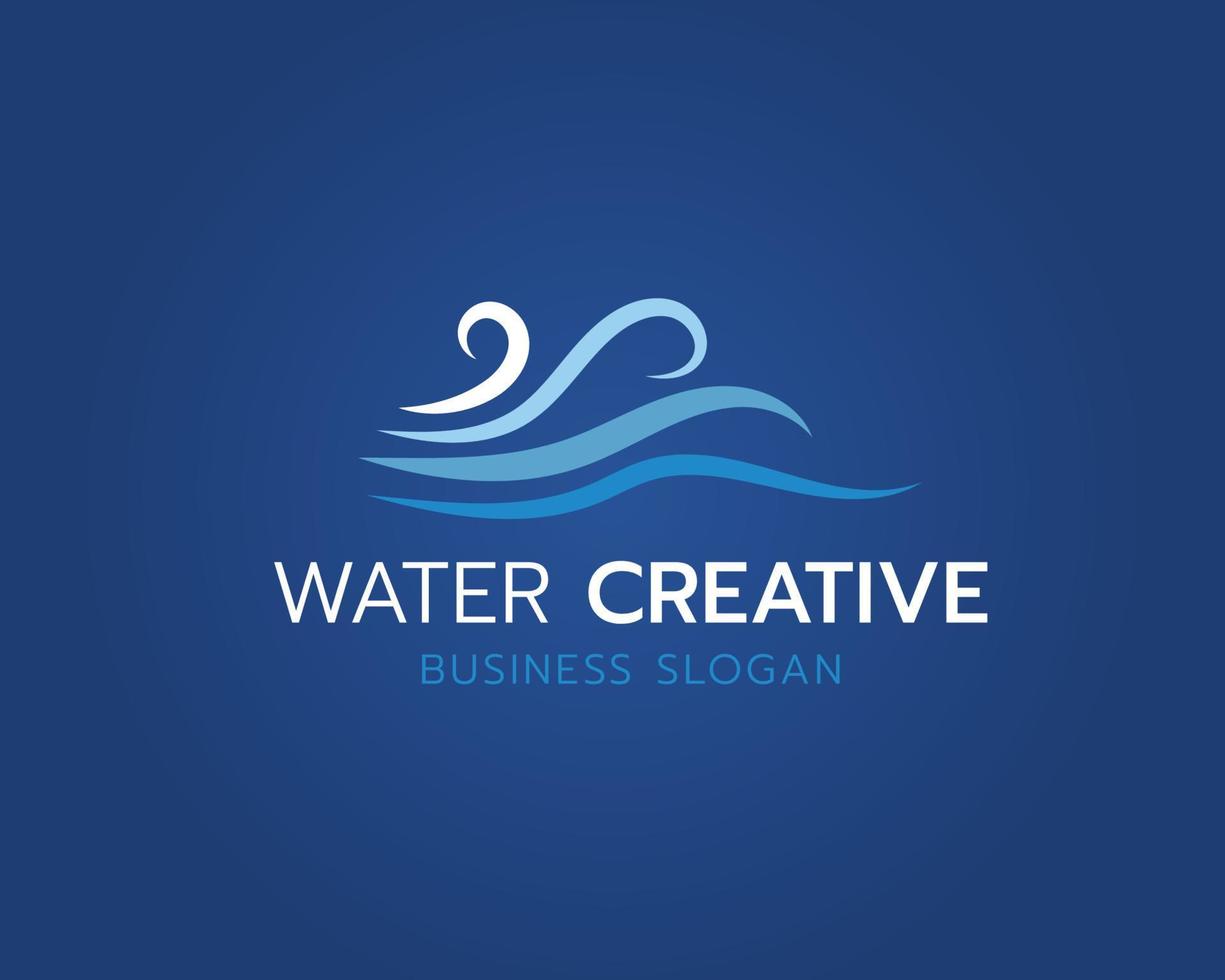 Wave logo design with blue background vector