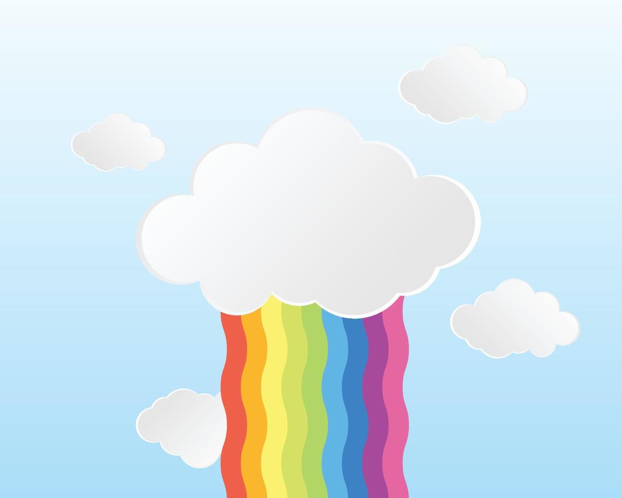 Cloud with rainbow abstract background vector