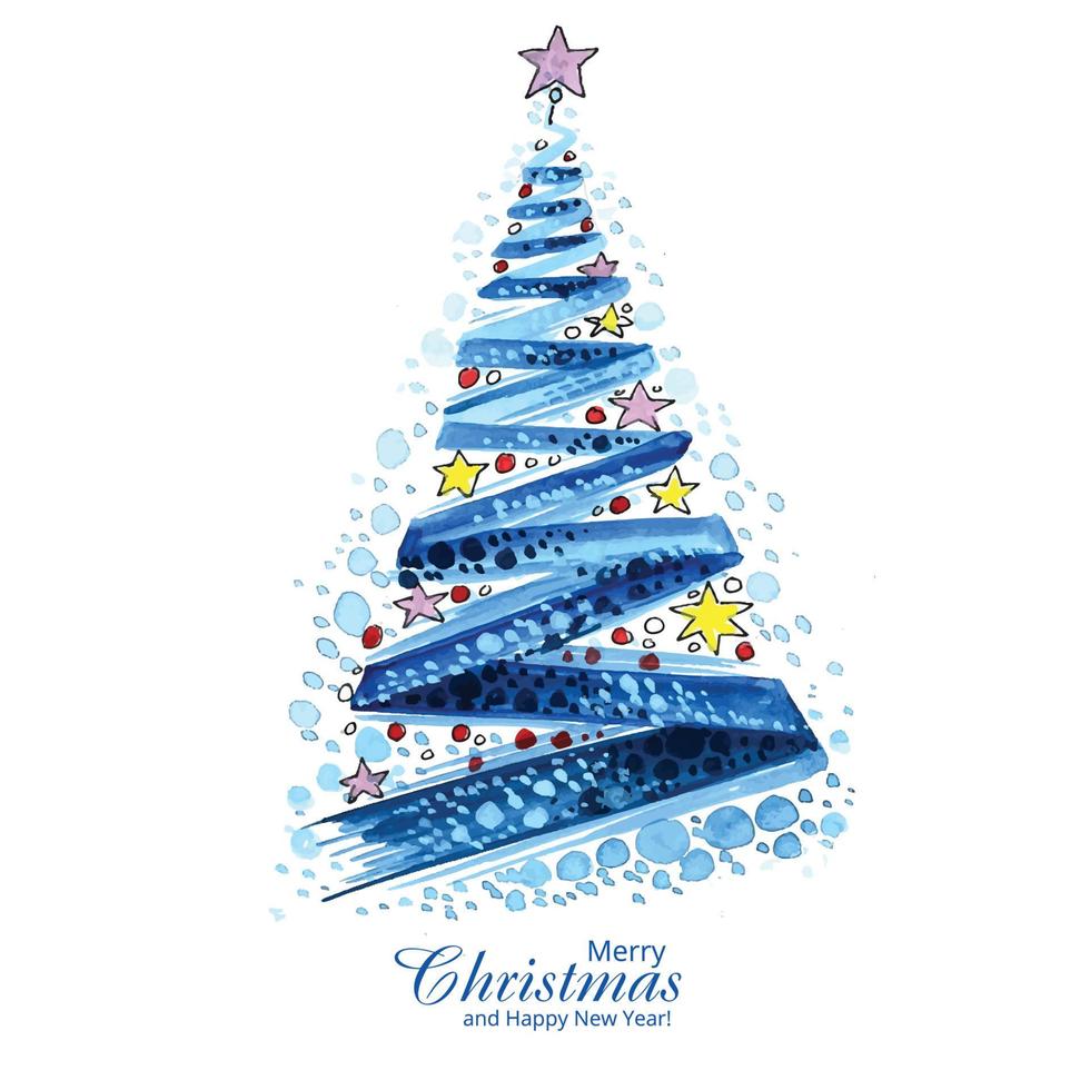 Beautiful decorative christmas line tree card design vector