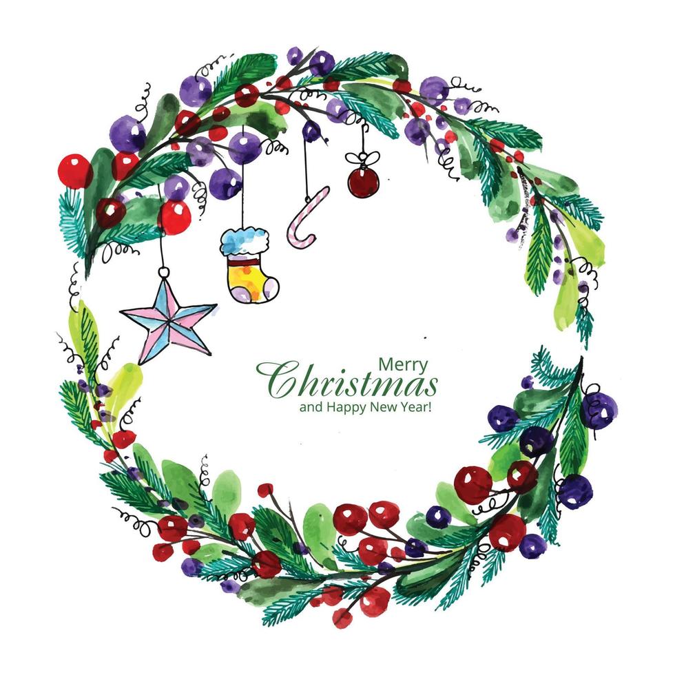 hermoso diseño decorativo de tarjeta de guirnalda navideña vector