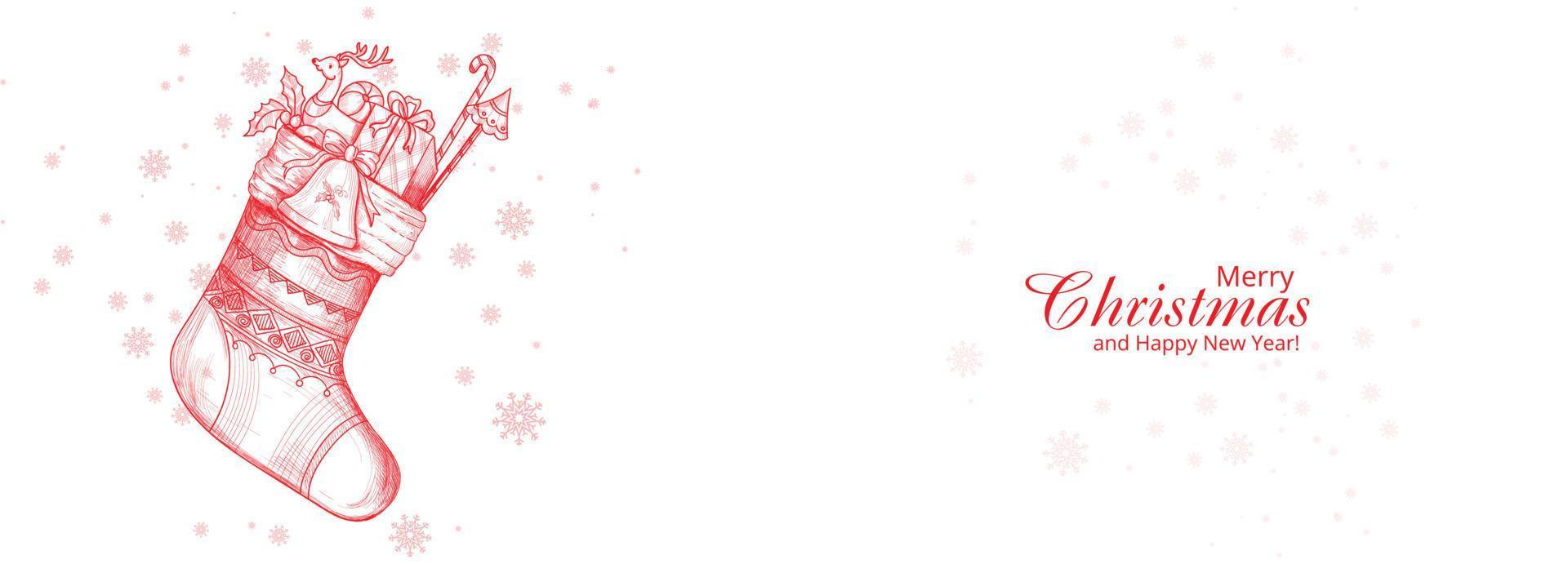 Hand draw artistic christmas socks banner design vector