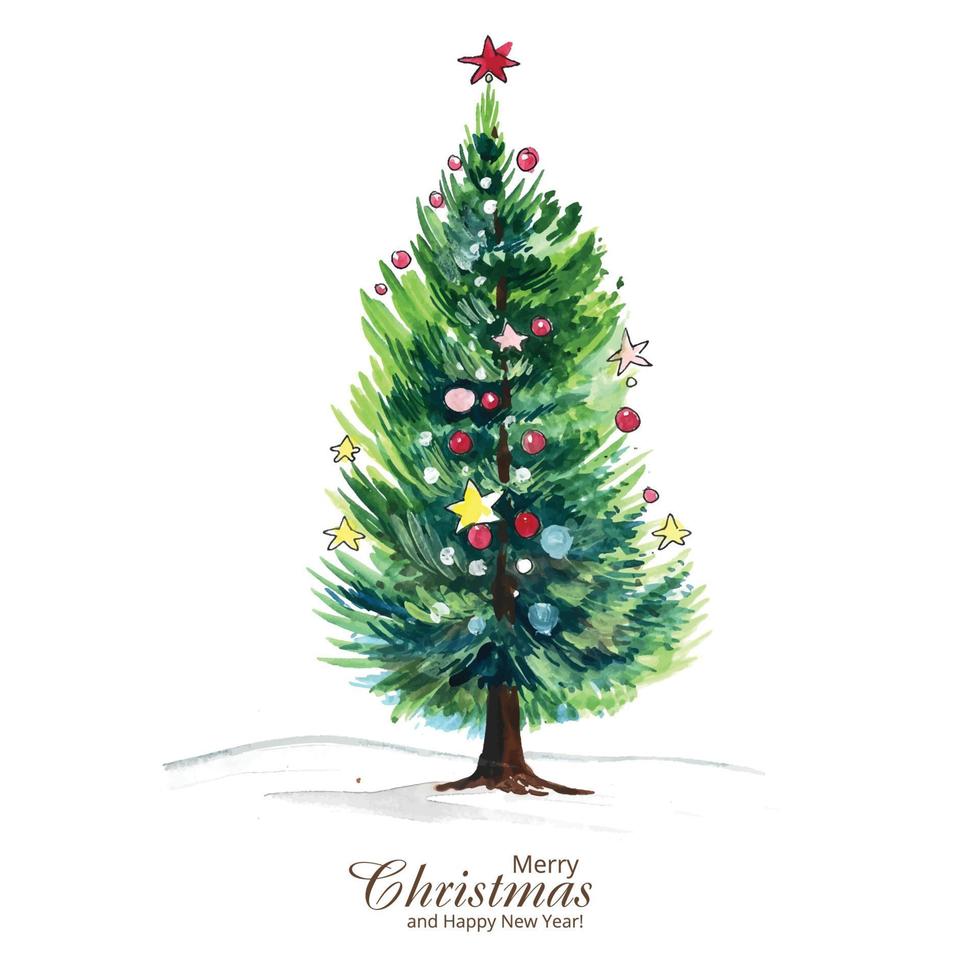 Beautiful christmas tree holiday card background vector