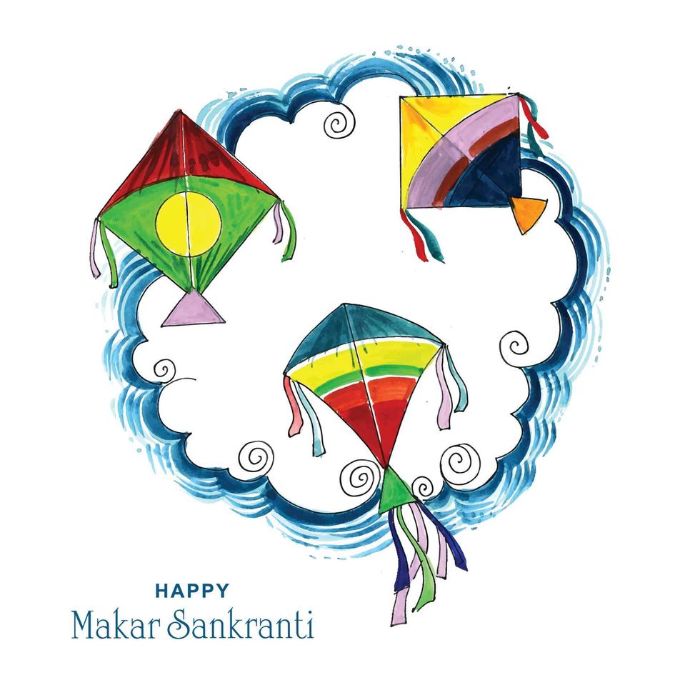 Happy makar sankranti colorful kites for festival of india vector